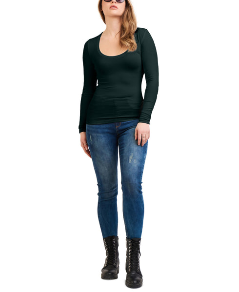 Black Tape Ribbed Scoopneck Top
